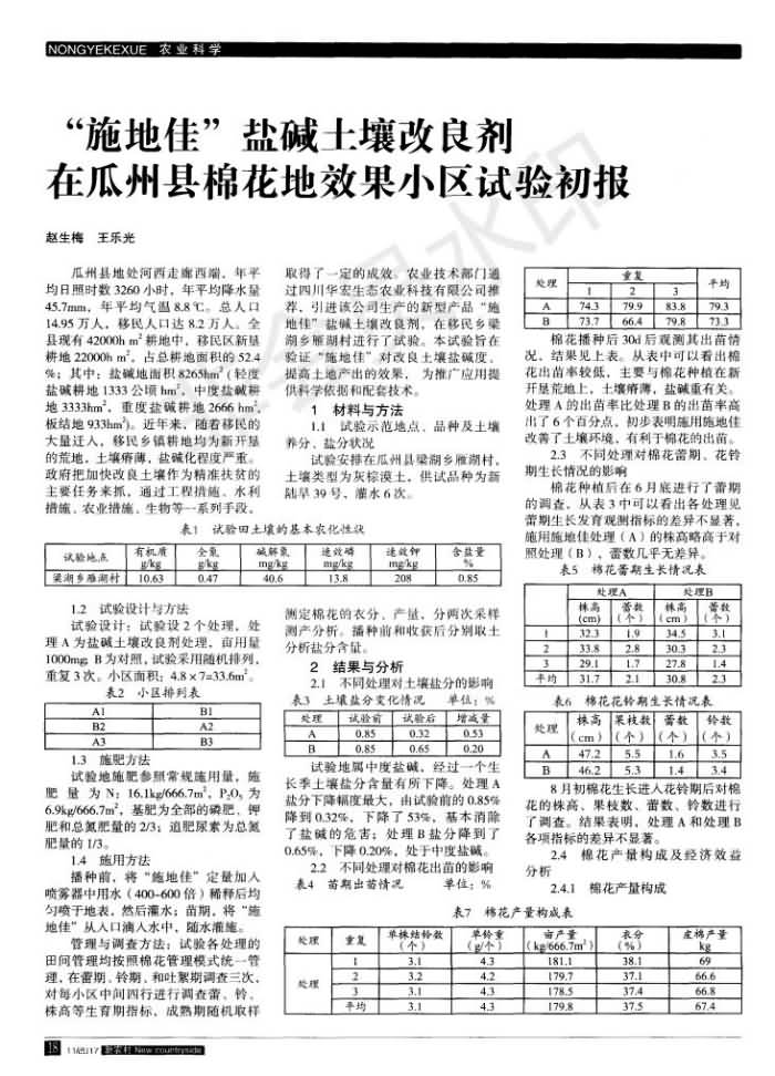 “施地佳”盐碱泥土改进剂在瓜州县棉花地成效幼区试验初报_00.jpg
